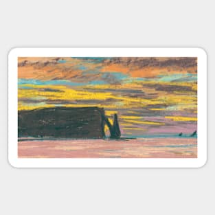 Aiguille and Porte d'Aval, Etretat, Sunset by Claude Monet Sticker